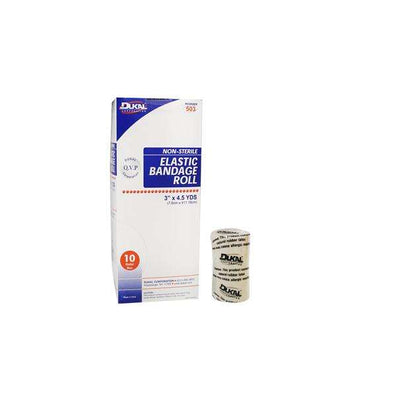 Bandage 3"x4.5yd Stretch Elastic 2 Clip Closure Tan Latex Non-Sterile 10/Bx, 5 BX/CA - Surgical Supplies NY